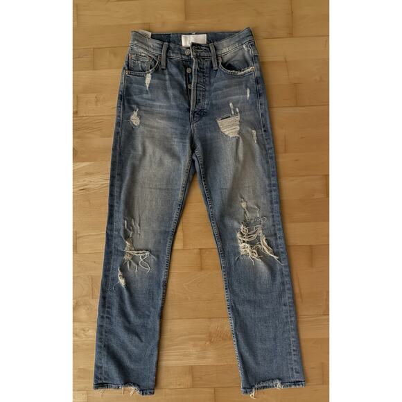 Mother Superior Tomcat Jeans Quite Contrary Button Fly Distressed Stretch USA 24 - Picture 1 of 3